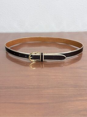 Lauren Ralph Lauren Brown Leather Belt with Gold Trim M
